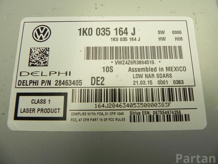 VOLKSWAGEN 1K0 035 164 J / 1K0035164J JETTA IV (162, 163) 2015 Radio CD