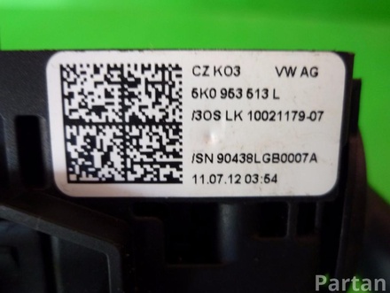 VW 5K0 953 507 AS, 5K0 953 513 L / 5K0953507AS, 5K0953513L GOLF VI (5K1) 2009 Lenkstock Kombinations Schalter