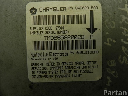 CHRYSLER 04602315AB STRATUS (JA) 1998 Air bag control module