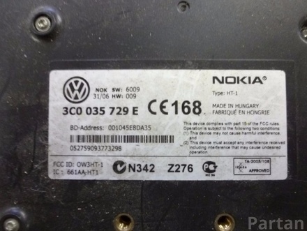 VW 3C0 035 729 E / 3C0035729E PASSAT (3C2) 2007 Interface box (control unit 'bluetooth')